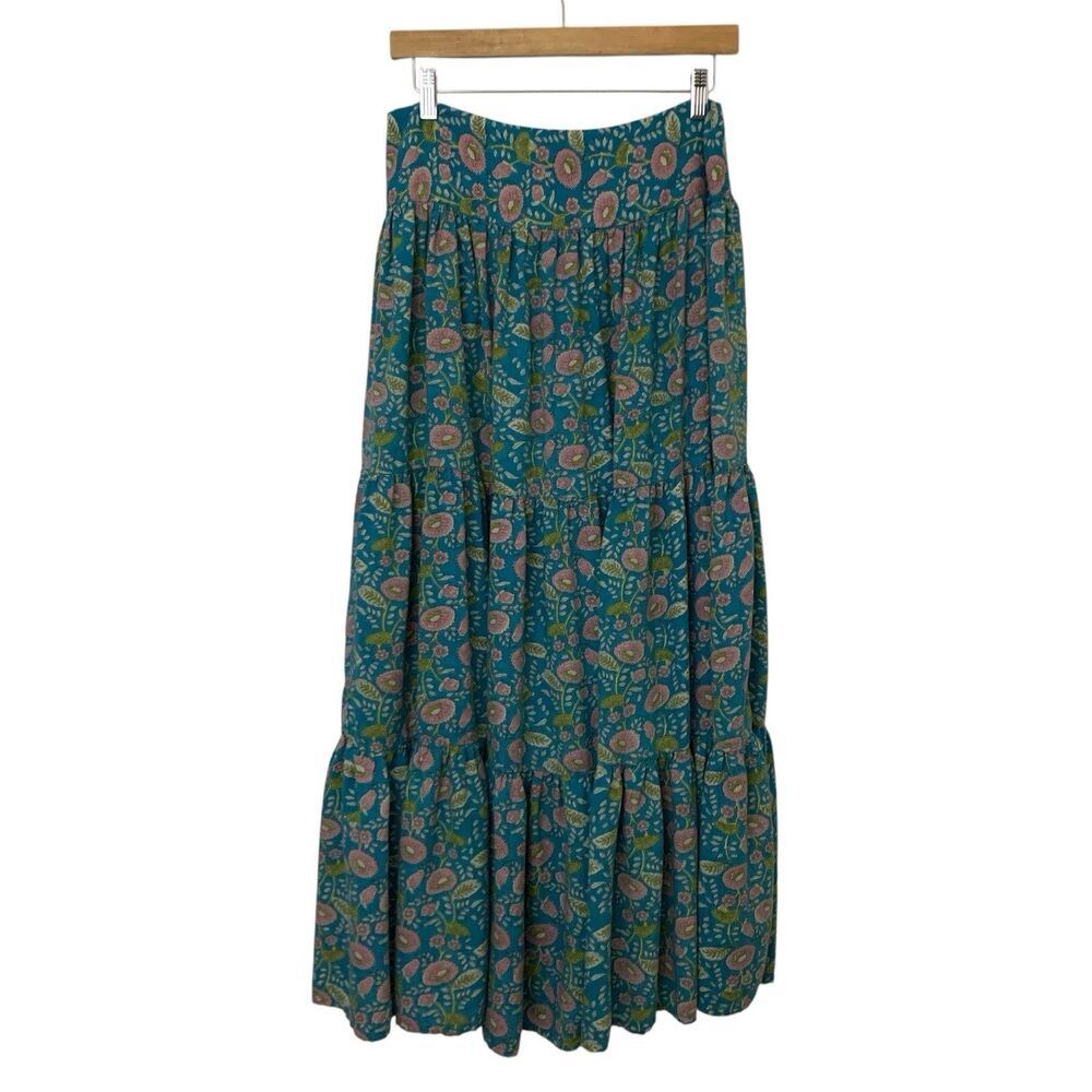NATURAL LIFE Teal Paisley Maxi Skirt with Pink and Green Accents - Picture 4 of 8